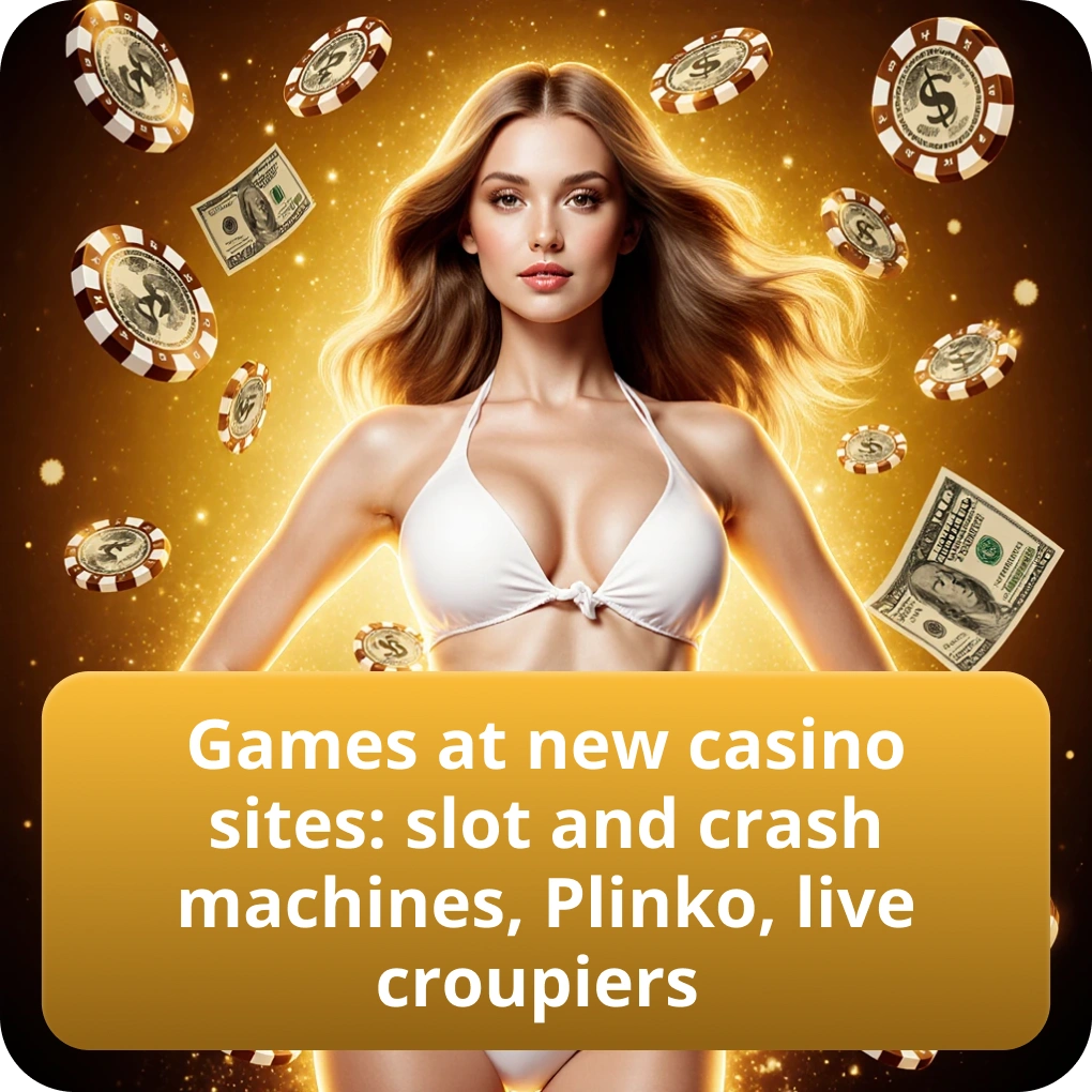 Games at new casino sites: slot and crash machines, Plinko, live croupiers